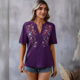 Embroidered Top Women's Literary And Art Retro Shirt Women Loose Temperament 2025 Summer