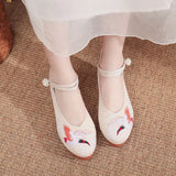 Zingj Heels Single Shoes Embroidered Cloth Shoes Spring And Autumn Ancient Wind Ethnic Wind Women's Shoes Mother Shoes Square Dance