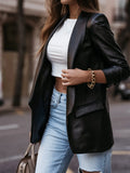 Zingj 22 Autumn Winter New New Casual Loose Super Cool Suit Collar Leather Coat