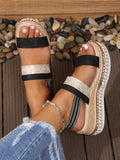 Summer New Large-Size Fish Mouth Buckle Slope Heel Sandals Women's Fashion Comfortable Thick-Soled Bright Face Women's