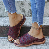 Women's Shoes 2025 Summer Flower Fish Mouth Sandals Hollow Slope And Cool Slippers Women's