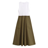 Pocket Spliced Midi Dress