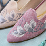 Zingj Shoes Single Shoes Lotus Embroidered Cloth Shoes With Cheongsam Pointed Muller Women's Shoes Spring And Autumn
