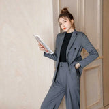 And Autumn 2025 Dark Gray Small Suit Suit Female British Wind Wide Leg Pants Casual Fried Street Suit