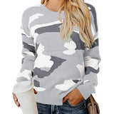 Sweater Women Autumn And Winter New Camouflage Leopard Sweater Round Collar Knitted Shirt