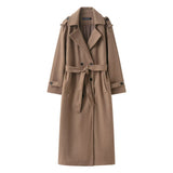 Autumn New Female Retro Leisure Double Buckle With Belt Long Hair
