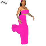 Women 2 Piece Set 2023 Summer Sexy Off Shoulder Crop Top + High Waist Wide Leg Mesh See Through Pants Beachwear vacation