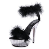 Zingj Model High Heels Fine Heel Sexy Black Waterproof Platform Hate Sky Superb High Heel Fur Sandals Female