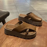 Half Slippers Women Wear 2025 Spring And Summer New Retro Fashion Pine Cake Thick Bottom Comfortable Lazy People Cool