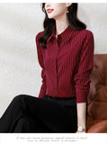 Senior Sense Stripe Shirt Female Light Ripe Wind Design Sense Minority Professional Temperament High-End Long Sleeve