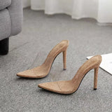 Women's Shoes Fish Mouth Fine And Transparent High Heels Large-Size Cool Slippers Round Head High-Heeled Sandals Fine
