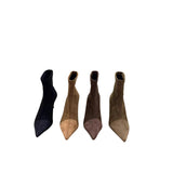 Heel Tip Velvet Tuff Cardits Thin Boots Short Boots Women's Shoes 2025 Autumn And Winter New Single Boots Korean Small Bare