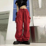 Zingj Pants Women 2024 Summer New Parachute Pants High Waist Wide Leg Casual Band Sports Pants