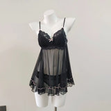 Women's Autumn And Winter New Thin Sexy Pajamas Transparent Mesh Wedding Bride With Sexy Ajamas Lace Tidive
