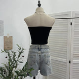 Cross Print Chest Vest Sling Female With Chest Cushions Anti-Slip Strip Short Babes Top