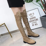 Explosive Large Code 35-43 Yards Flat Over The Knee Women's Long Boots Autumn And Winter New Velvet Locomotive