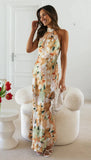 Zingj Years Sexy Female Fashion Personality Strap Neck Tie Open Back Print Dress
