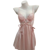 Sexy Embroidered Lace Back Pajamas With Thoracic Pad Pure Desire Sling Skirt Women's Summer Ribbon Sling