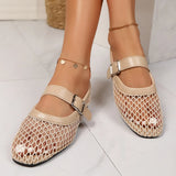 Head Fishing Grid Hollow Mary Jane Single Shoes Women Go Out 42 Large Summer New