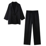 Explosion Women's Ins Wrinkled Blazer Casual Trousers