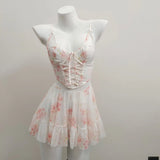 Fishbone Corset Female Gathering Small Breast Sexy Pure Lust High-End Net Yarn Set Shredded Flowers With Pajamas