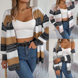 2025 Casually Striped Striped Lantern Sleeve Sweater