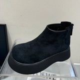 Kraft Big Head Pine Cake Thick Bottom Martin Boots After The Zipper Smoke Barrel Small Man Height Small Short Boots