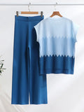 Suit Casual Collar Three-Sleeved Knitted Shirt High Waist Thin Leg Trousers Two