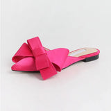 spring and summer women's shoes Korean silk satin Pointed bow tie slippers Baotou flat heel sets semi