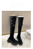 Show High] Maillard Two Folded Over The Knee Long Boots Women Thick And Thick Bottom Increase Display Thin High Barrel Knight