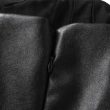 Short Lace Patchwork Pu Leather Dress Women Spaghetti Strap Dress Soft Faux Leather Mini Overall Dresses for Women