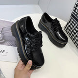 Zingj Celebrity With The Same Jk Soft Sister Black Small Leather Shoes Female Autumn British Wind Round Head With Thick Platform Martin Single