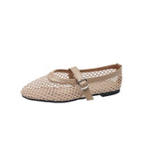 Metal Buckle Flat Sandals Women Wear 2025 Summer New Fashion Hollow Casual