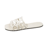 New Fashion Type Small Simple Hollow Cool Slippers Outside Wearing Flat Bottom Side Casual Beach