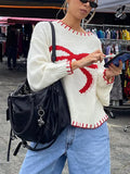 Bow Jacquard Sweater- Outfit