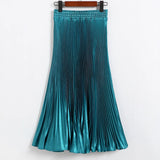 Luster Polyester Pressure Folded Half Skirt Original Single Long Skirt Silk Clear Silk