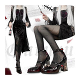 Rose Coarse Heel High Heels Mary Treasure Shoes Retro Single Shoes 2025 New Spring And Autumn