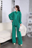 Suit Female Temperament Loose Long-Sleeved Shirt Two Sets Of Leisure High-Waist Hanging Pendant 100