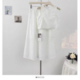 Retro Hollow Hook Design Set Women's Summer Sleeveless Vest Top High Waist Tight
