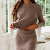 Red 3 Color Umbilly Sexy Sweater Two Sets Under The Fork Dress Fashion Suit