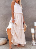 Summer New Holiday Wind Lotus Leaf Side Long Dress Swing Flowing Beach Dress