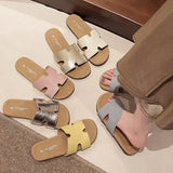 Boken Slippers Female H Drag Wear 2025 New High-End Sense French Flat-Bottomed Beach Word Drag
