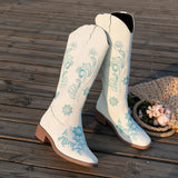 2025 Embroidered Coarse And Long-Sleet Women's Autumn And Winter New Fashion Knight Boots Embroidered Boots Women's