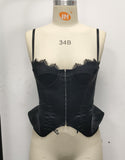 High-End Court Heavy Industry Light Black Ding Splicing Double-He Waist Chest Sleeveless Sleeve Sling Vest