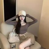 Zingj And Spicy Pure Desire Wind T-Shirt Slim Long Sleeve Design Sense Bottom Shirt Crop Hot Girl Short Student Jacket Female Early