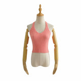 Zingj New Multicolor V-Collar Neck Suspender Summer Solid Color Bare Back Short Style Exposed Navel Wiped Chest