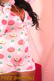 Hot Sale Women Sexy Stretchy Pajamas Long Sleeve V-Neck Pineapple Star Heart Printed Bodycon Summer Lady Jumpsuit