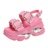 Celebrity Ins Tidal Platform Platform Sandals Female Summer 2025 New Korean Version Of A Word Button Dew Toe Sports