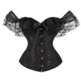 Girded Body Dress Retro Collar Collar Girded Corset Bras Shaped Black
