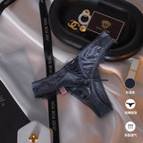 Color After The Hollow Strap Lace Side Thong Spliced Ice Silk Cotton Crotch Low-Rise Lady T-Trousers